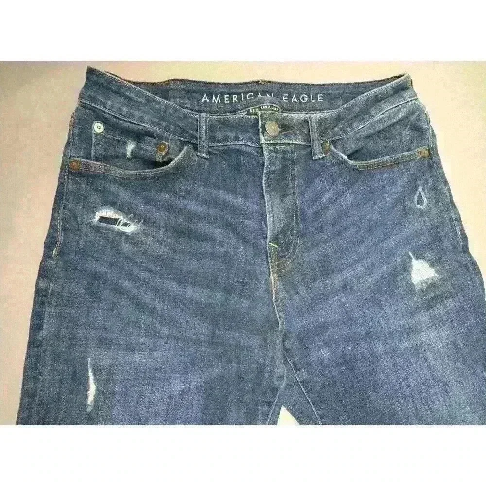 American Eagle Jeans Mens 30x34 Slim Next Level Airflex Distress Medium‎ Wash